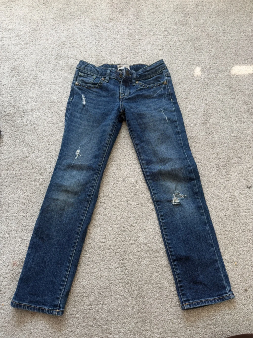 GAP Kids Distressed Dark Blue Straight Jeans